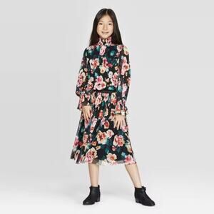 Art Class Floral Print Ruffled Blouse Medium 7/8